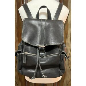 Vintage J Crew unisex black leather backpack